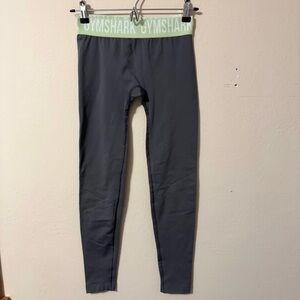 Gymshark seamless crop legging gray with green waist Size Small